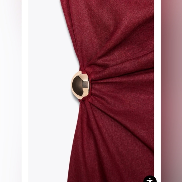 Zara Ruched Linen Blend Midi Dress - Picture 8 of 9